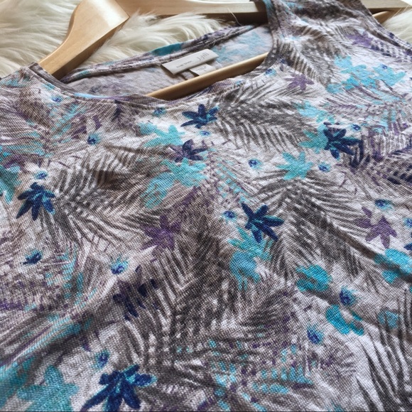 J JILL | 100% Linen Tropical Floral Tank Blouse - Picture 4 of 5